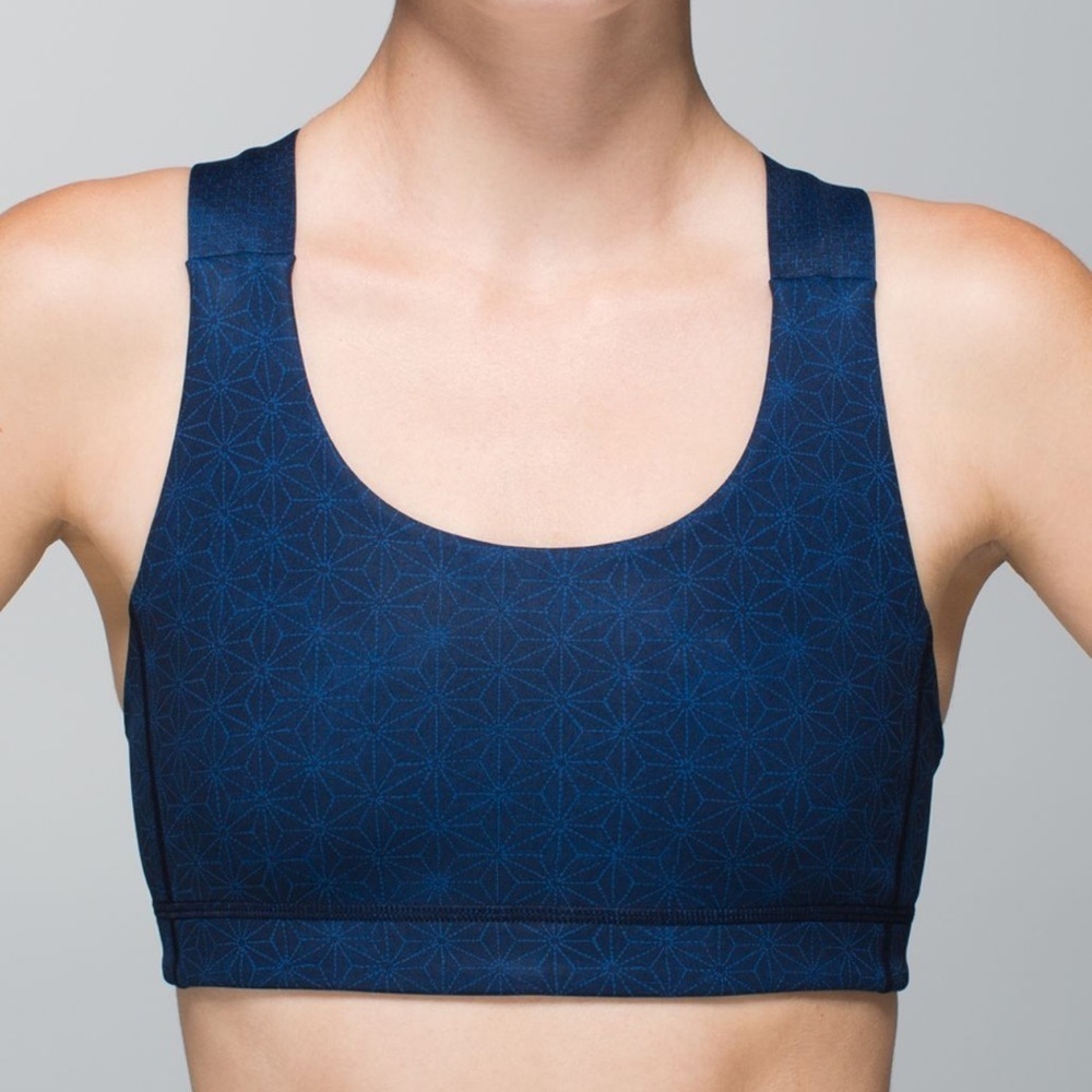 Lululemon All Sport Bra Sashico Star Inkwell Rugged Blue size 4